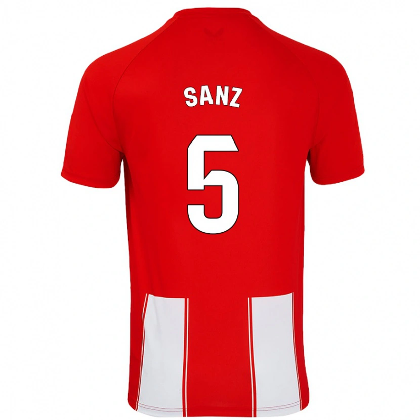 Danxen Mann Paco Sanz #5 Rød Hvit Hjemmetrøye Drakt Trøye 2024/25 Skjorter T-Skjorte