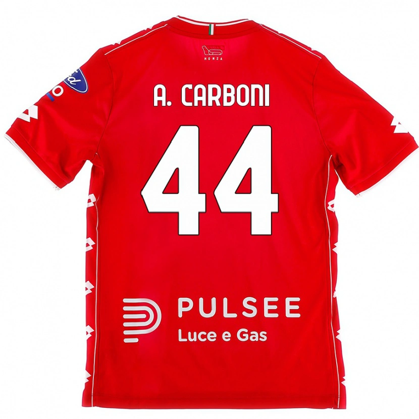 Danxen Mann Andrea Carboni #44 Rød Hvit Hjemmetrøye Drakt Trøye 2024/25 Skjorter T-Skjorte