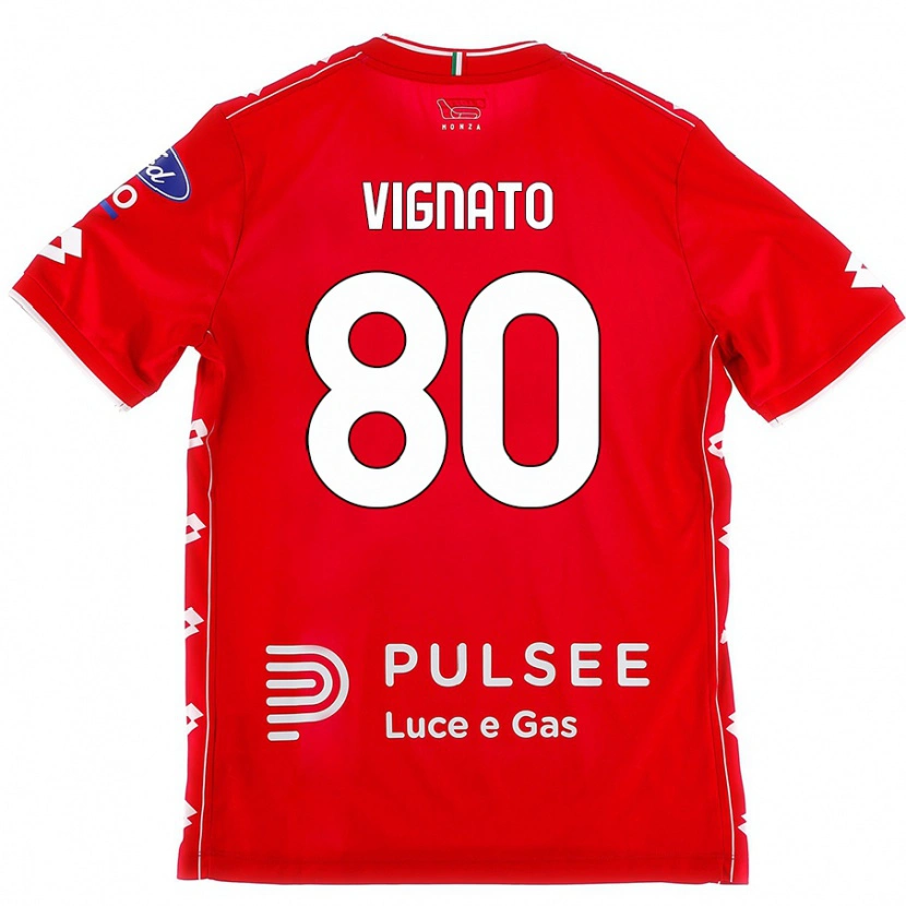 Danxen Mann Samuele Vignato #80 Rød Hvit Hjemmetrøye Drakt Trøye 2024/25 Skjorter T-Skjorte