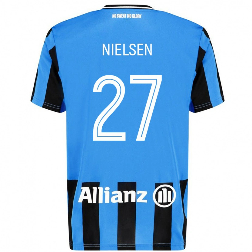 Danxen Mann Casper Nielsen #27 Himmelblå Svart Hjemmetrøye Drakt Trøye 2024/25 Skjorter T-Skjorte