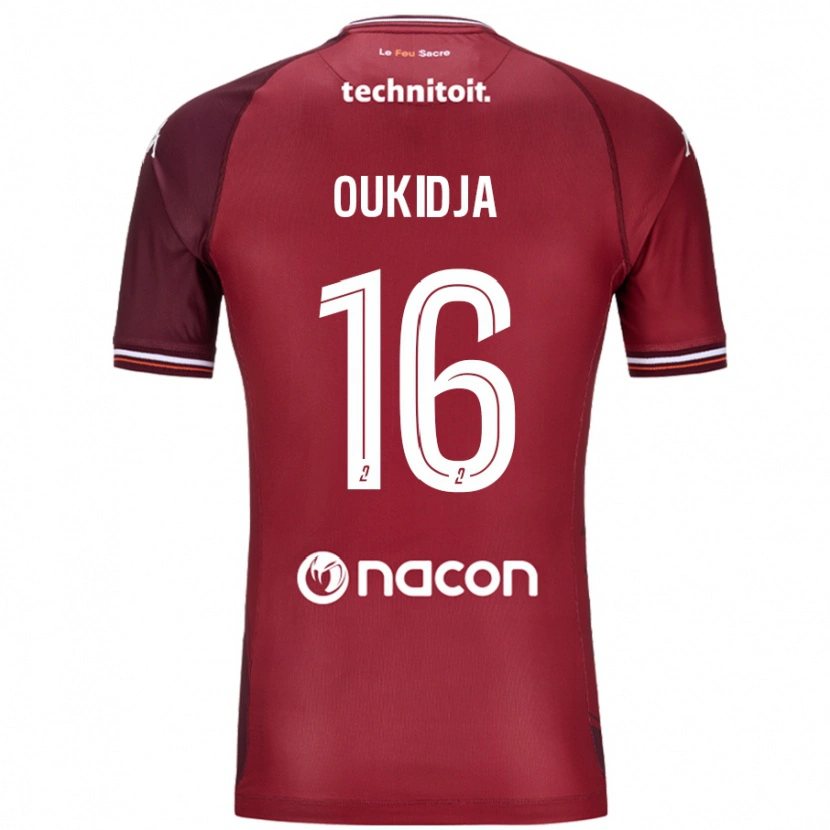 Danxen Mann Alexandre Oukidja #16 Rød Granata Hjemmetrøye Drakt Trøye 2024/25 Skjorter T-Skjorte
