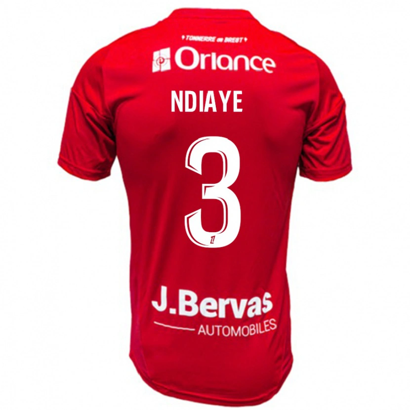 Danxen Mann Abdoulaye Ndiaye #3 Rød Hvit Hjemmetrøye Drakt Trøye 2024/25 Skjorter T-Skjorte