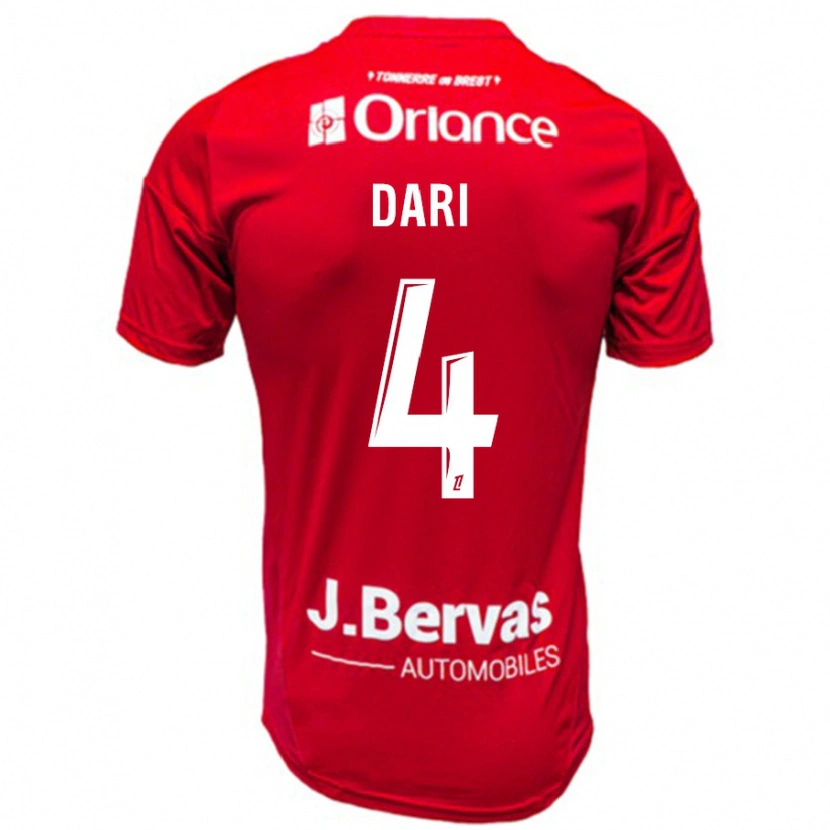 Danxen Mann Achraf Dari #4 Rød Hvit Hjemmetrøye Drakt Trøye 2024/25 Skjorter T-Skjorte