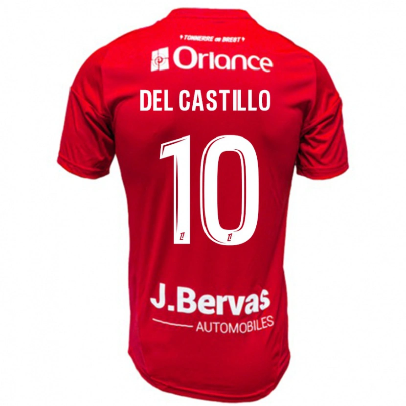 Danxen Mann Romain Del Castillo #10 Rød Hvit Hjemmetrøye Drakt Trøye 2024/25 Skjorter T-Skjorte