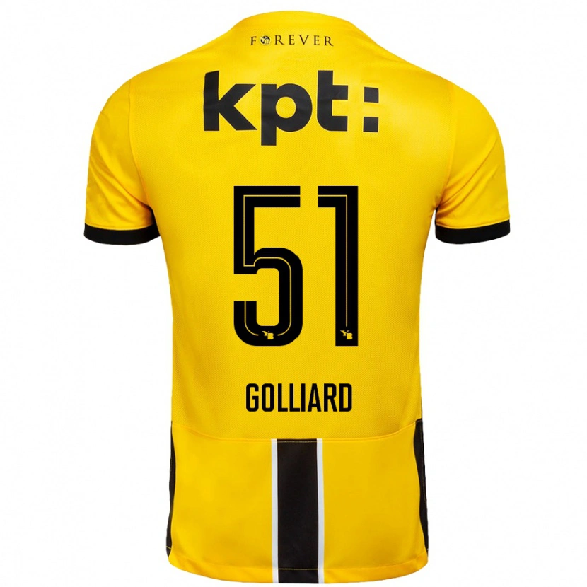 Danxen Mann Théo Golliard #51 Gul Svart Hjemmetrøye Drakt Trøye 2024/25 Skjorter T-Skjorte