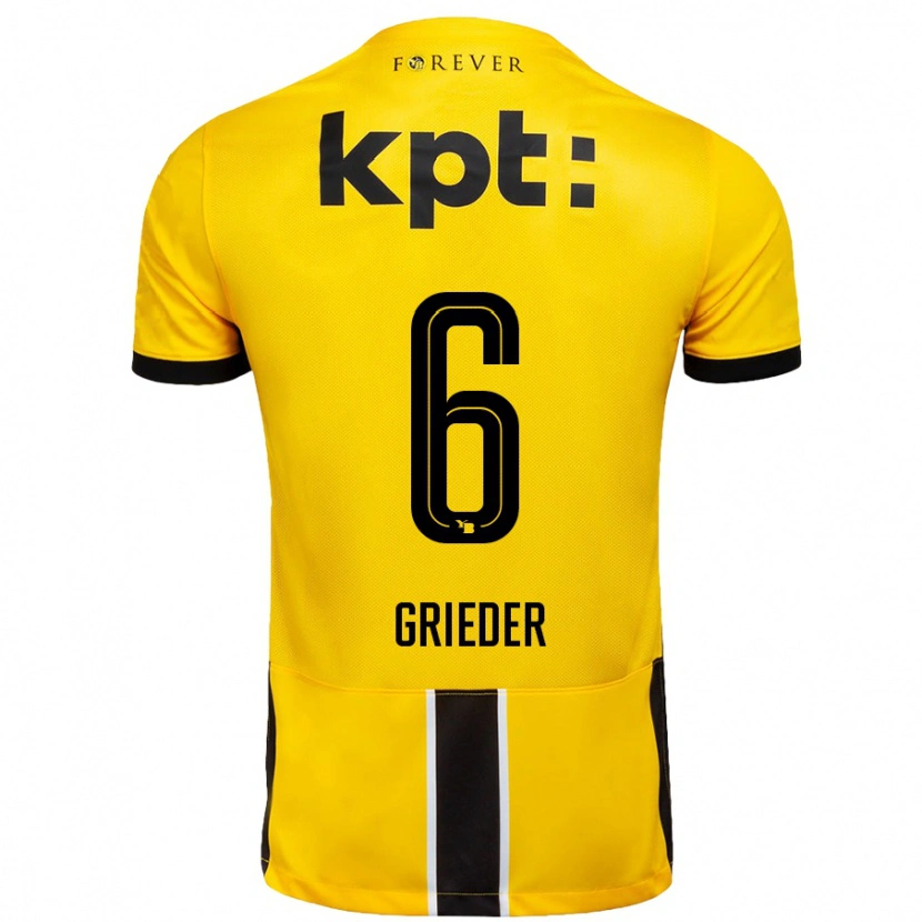Danxen Mann Lionel Grieder #6 Gul Svart Hjemmetrøye Drakt Trøye 2024/25 Skjorter T-Skjorte