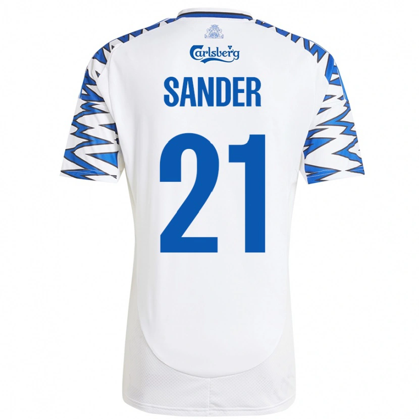 Danxen Mann Theo Sander #21 Hvit Himmelblå Hjemmetrøye Drakt Trøye 2024/25 Skjorter T-Skjorte