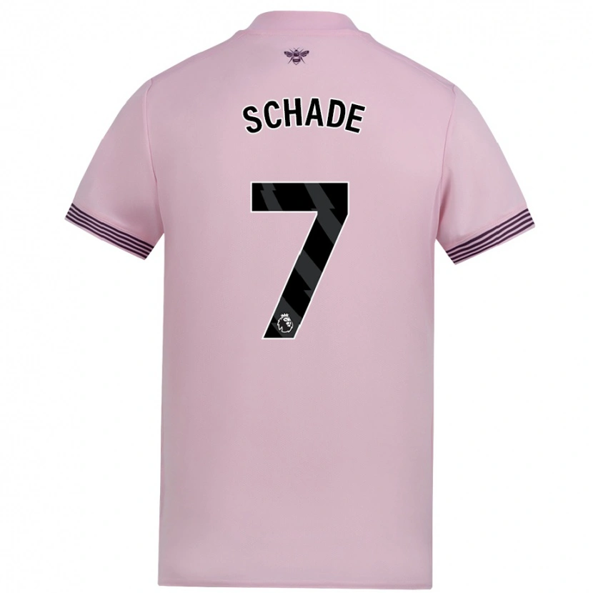 Danxen Mann Kevin Schade #7 Rosa Bortetrøye Drakt Trøye 2024/25 Skjorter T-Skjorte