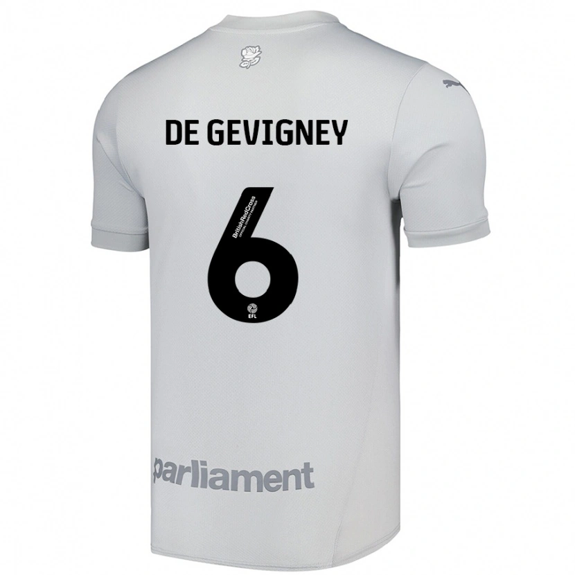 Danxen Mann Maël De Gevigney #6 Sølvgrå Bortetrøye Drakt Trøye 2024/25 Skjorter T-Skjorte