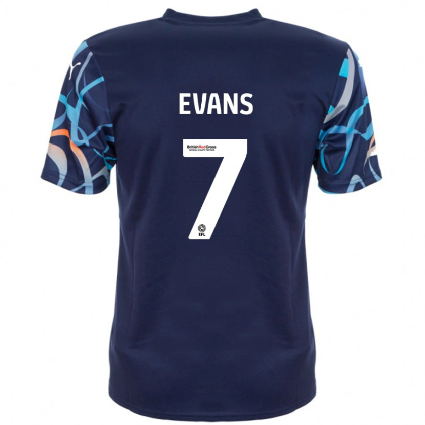 Danxen Mann Lee Evans #7 Marineblå Bortetrøye Drakt Trøye 2024/25 Skjorter T-Skjorte