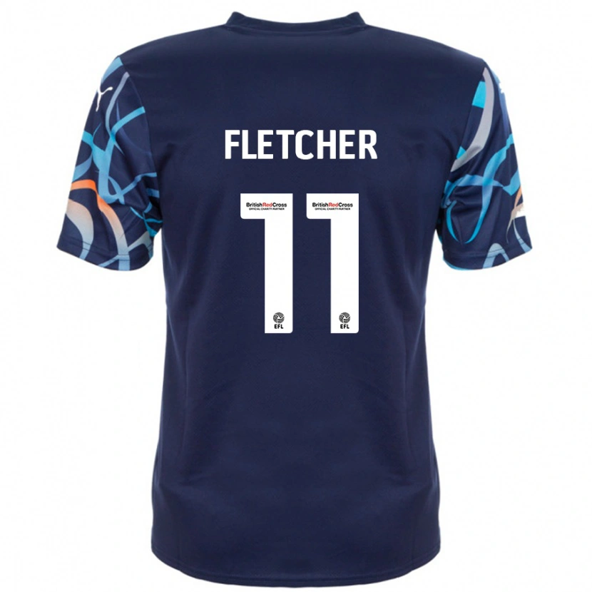 Danxen Mann Ashley Fletcher #11 Marineblå Bortetrøye Drakt Trøye 2024/25 Skjorter T-Skjorte