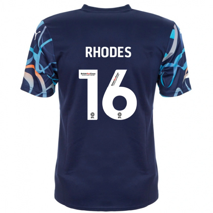 Danxen Mann Jordan Rhodes #16 Marineblå Bortetrøye Drakt Trøye 2024/25 Skjorter T-Skjorte