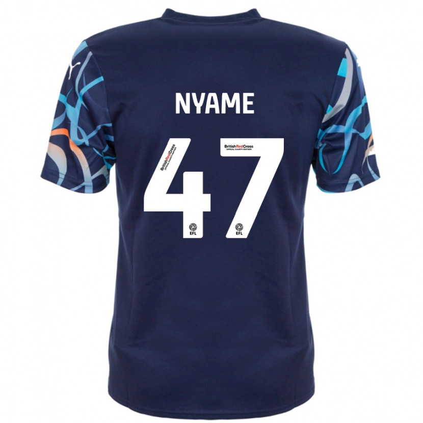Danxen Mann Josh Nyame #47 Marineblå Bortetrøye Drakt Trøye 2024/25 Skjorter T-Skjorte