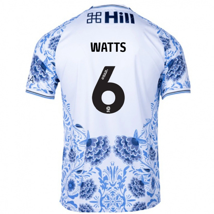 Danxen Mann Kell Watts #6 Hvit Blå Bortetrøye Drakt Trøye 2024/25 Skjorter T-Skjorte