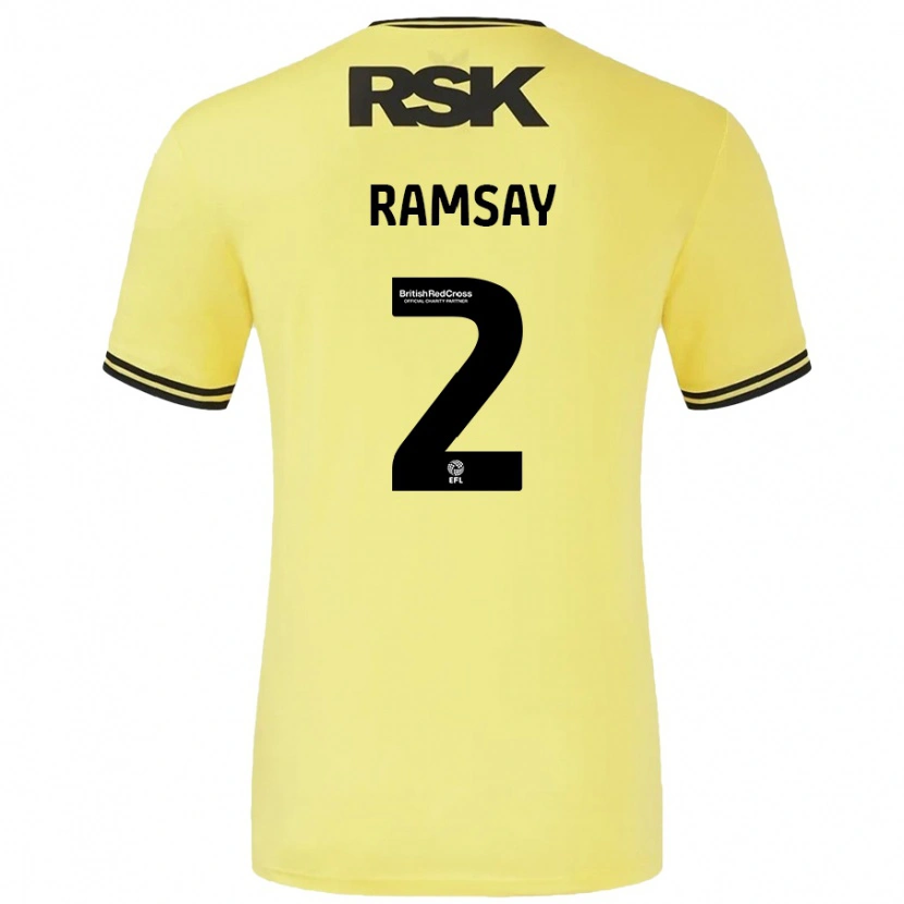 Danxen Mann Kayne Ramsay #2 Gul Svart Bortetrøye Drakt Trøye 2024/25 Skjorter T-Skjorte