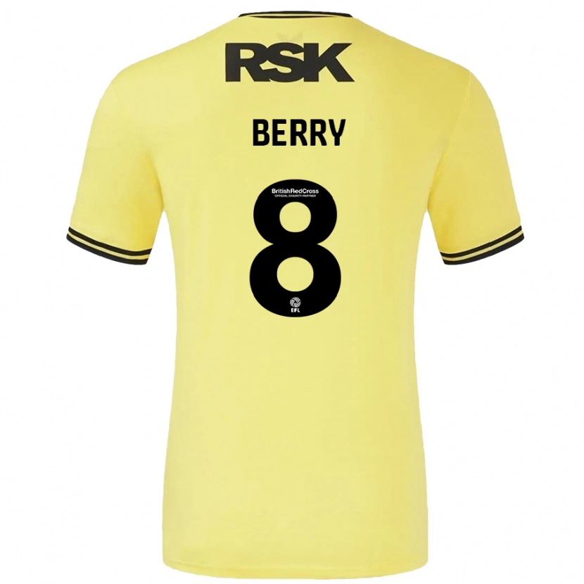 Danxen Mann Luke Berry #8 Gul Svart Bortetrøye Drakt Trøye 2024/25 Skjorter T-Skjorte