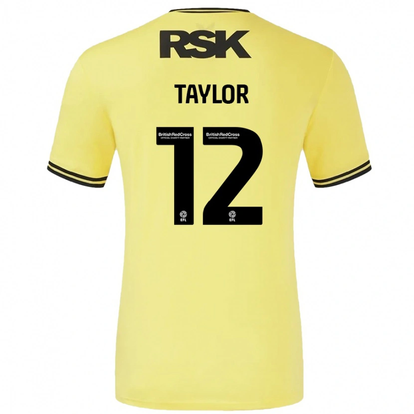 Danxen Mann Terry Taylor #12 Gul Svart Bortetrøye Drakt Trøye 2024/25 Skjorter T-Skjorte