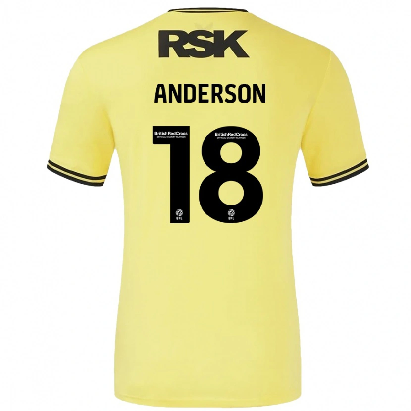 Danxen Mann Karoy Anderson #18 Gul Svart Bortetrøye Drakt Trøye 2024/25 Skjorter T-Skjorte