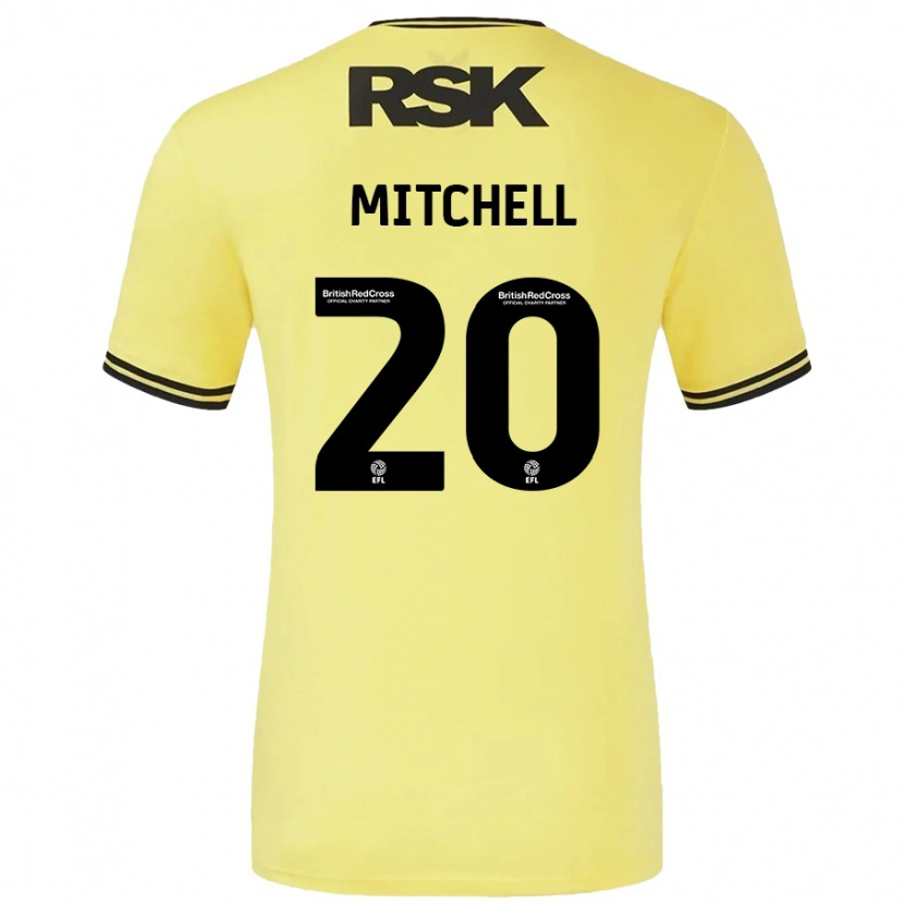 Danxen Mann Zach Mitchell #20 Gul Svart Bortetrøye Drakt Trøye 2024/25 Skjorter T-Skjorte