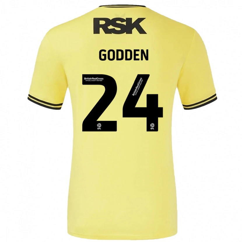 Danxen Mann Matty Godden #24 Gul Svart Bortetrøye Drakt Trøye 2024/25 Skjorter T-Skjorte