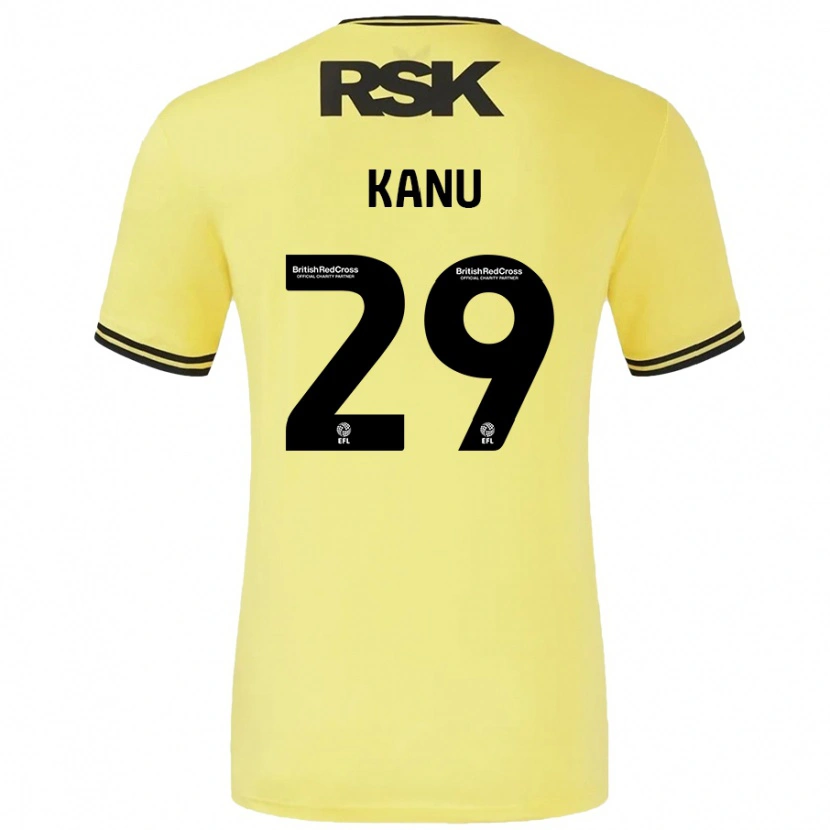 Danxen Mann Daniel Kanu #29 Gul Svart Bortetrøye Drakt Trøye 2024/25 Skjorter T-Skjorte