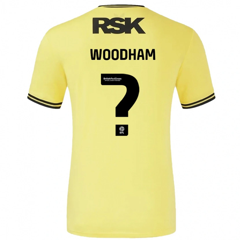 Danxen Mann Finley Woodham #0 Gul Svart Bortetrøye Drakt Trøye 2024/25 Skjorter T-Skjorte
