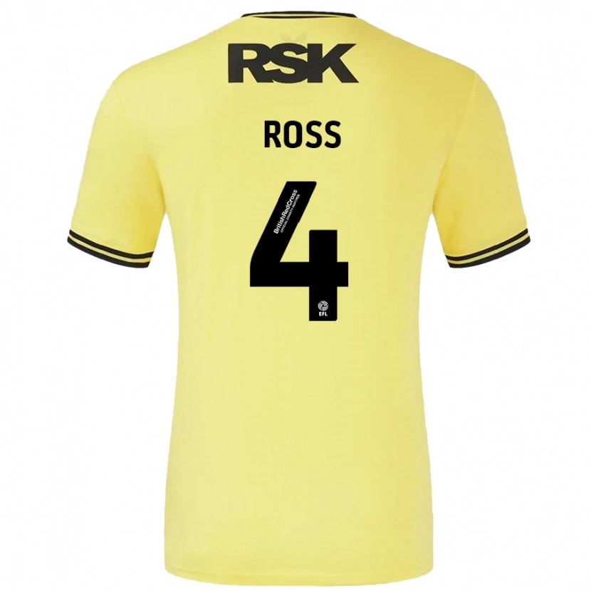 Danxen Mann Mia Ross #4 Gul Svart Bortetrøye Drakt Trøye 2024/25 Skjorter T-Skjorte