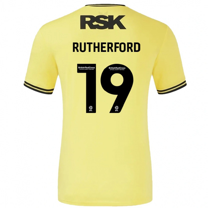 Danxen Mann Ella Rutherford #19 Gul Svart Bortetrøye Drakt Trøye 2024/25 Skjorter T-Skjorte
