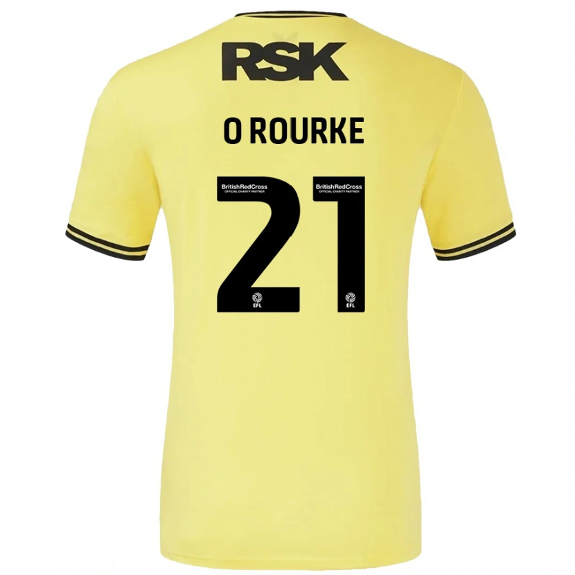 Danxen Mann Sophie O'rourke #21 Gul Svart Bortetrøye Drakt Trøye 2024/25 Skjorter T-Skjorte