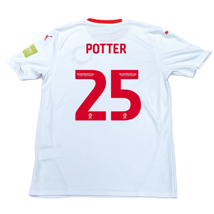 Danxen Mann Finley Potter #25 Hvit Bortetrøye Drakt Trøye 2024/25 Skjorter T-Skjorte
