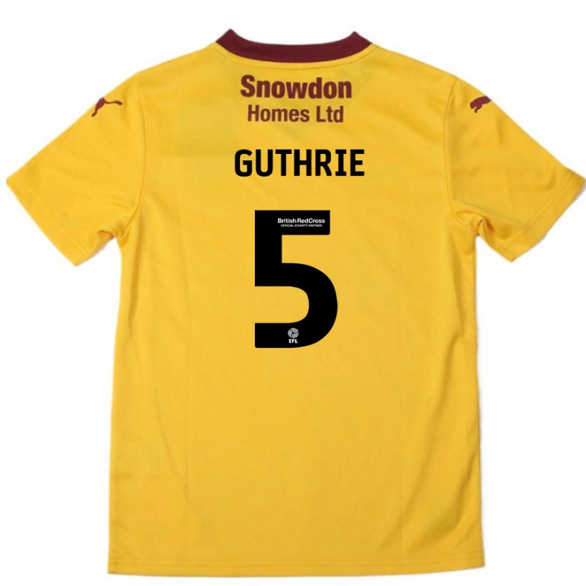 Danxen Mann Jon Guthrie #5 Oransje Burgund Bortetrøye Drakt Trøye 2024/25 Skjorter T-Skjorte