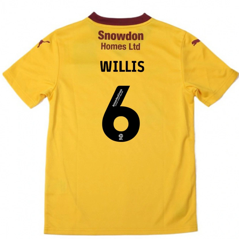 Danxen Mann Jordan Willis #6 Oransje Burgund Bortetrøye Drakt Trøye 2024/25 Skjorter T-Skjorte