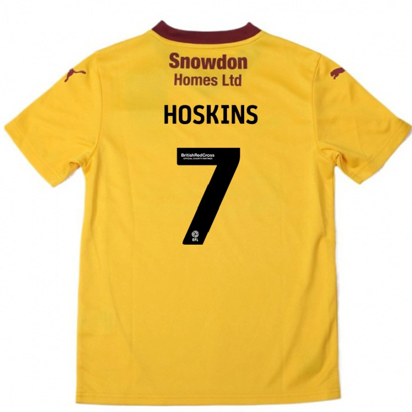 Danxen Mann Sam Hoskins #7 Oransje Burgund Bortetrøye Drakt Trøye 2024/25 Skjorter T-Skjorte