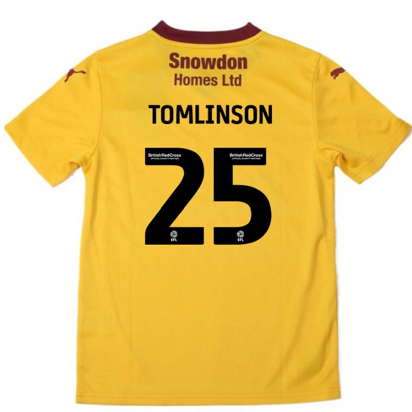 Danxen Mann Josh Tomlinson #25 Oransje Burgund Bortetrøye Drakt Trøye 2024/25 Skjorter T-Skjorte