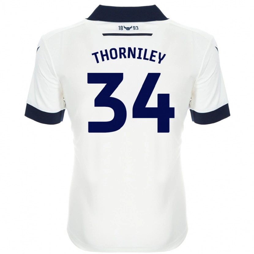 Danxen Mann Jordan Thorniley #34 Hvit Marineblå Bortetrøye Drakt Trøye 2024/25 Skjorter T-Skjorte
