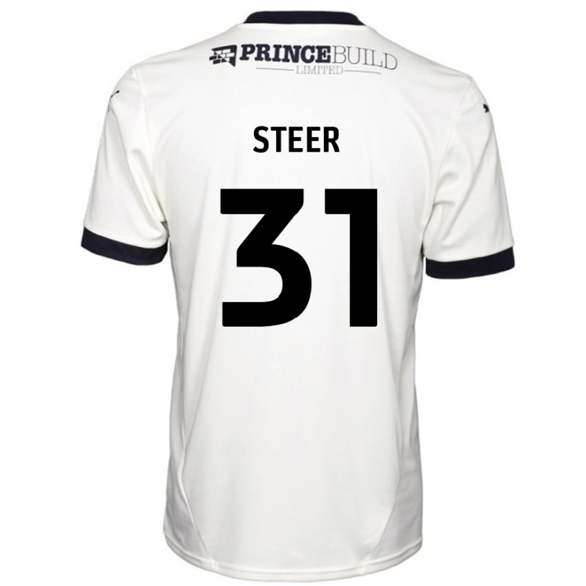 Danxen Mann Jed Steer #31 Off White Svart Bortetrøye Drakt Trøye 2024/25 Skjorter T-Skjorte