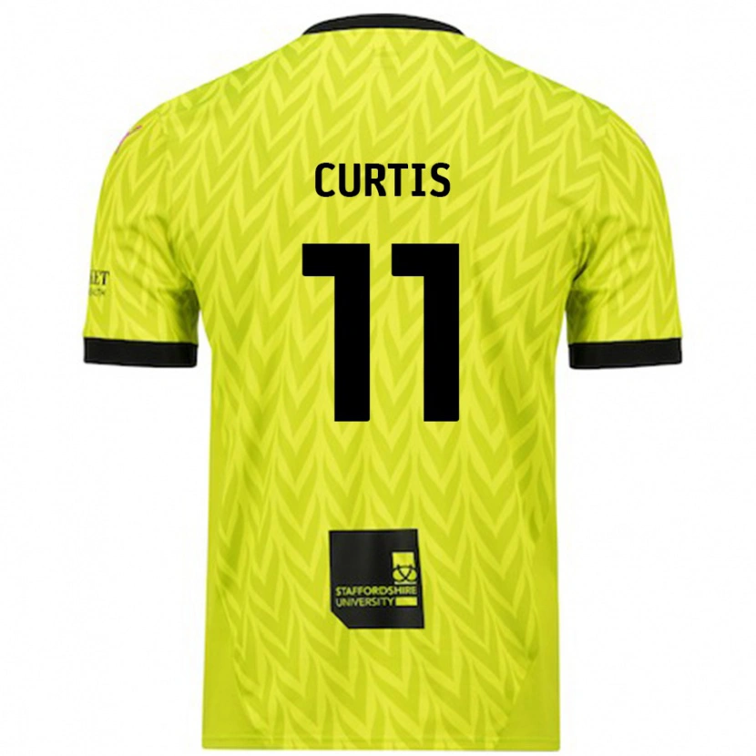 Danxen Mann Ronan Curtis #11 Fluorescerende Grønn Bortetrøye Drakt Trøye 2024/25 Skjorter T-Skjorte