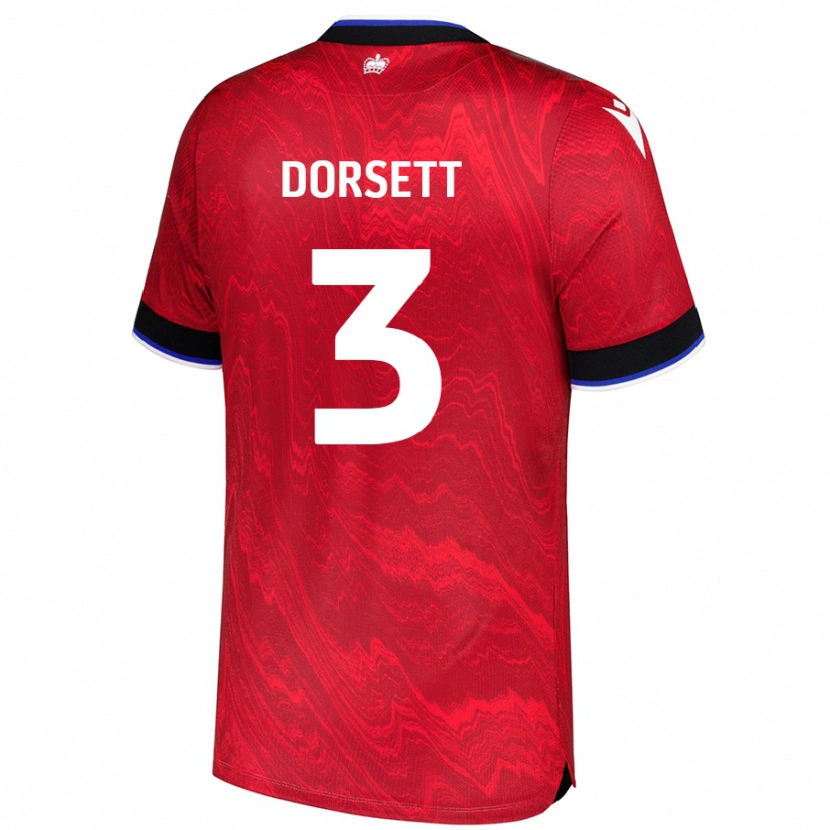 Danxen Mann Jeriel Dorsett #3 Rød Svart Bortetrøye Drakt Trøye 2024/25 Skjorter T-Skjorte