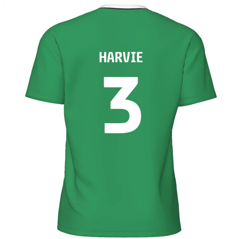 Danxen Mann Daniel Harvie #3 Grønne Hvite Striper Bortetrøye Drakt Trøye 2024/25 Skjorter T-Skjorte