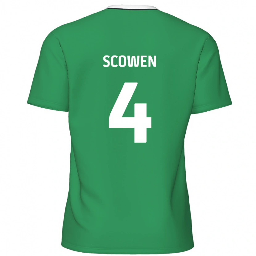 Danxen Mann Josh Scowen #4 Grønne Hvite Striper Bortetrøye Drakt Trøye 2024/25 Skjorter T-Skjorte