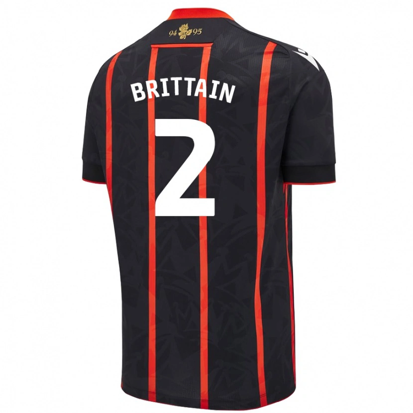 Danxen Mann Callum Brittain #2 Svart Rød Bortetrøye Drakt Trøye 2024/25 Skjorter T-Skjorte