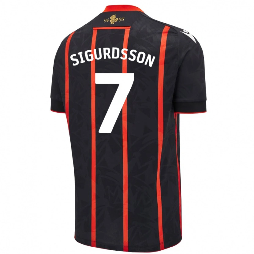 Danxen Mann Arnór Sigurdsson #7 Svart Rød Bortetrøye Drakt Trøye 2024/25 Skjorter T-Skjorte