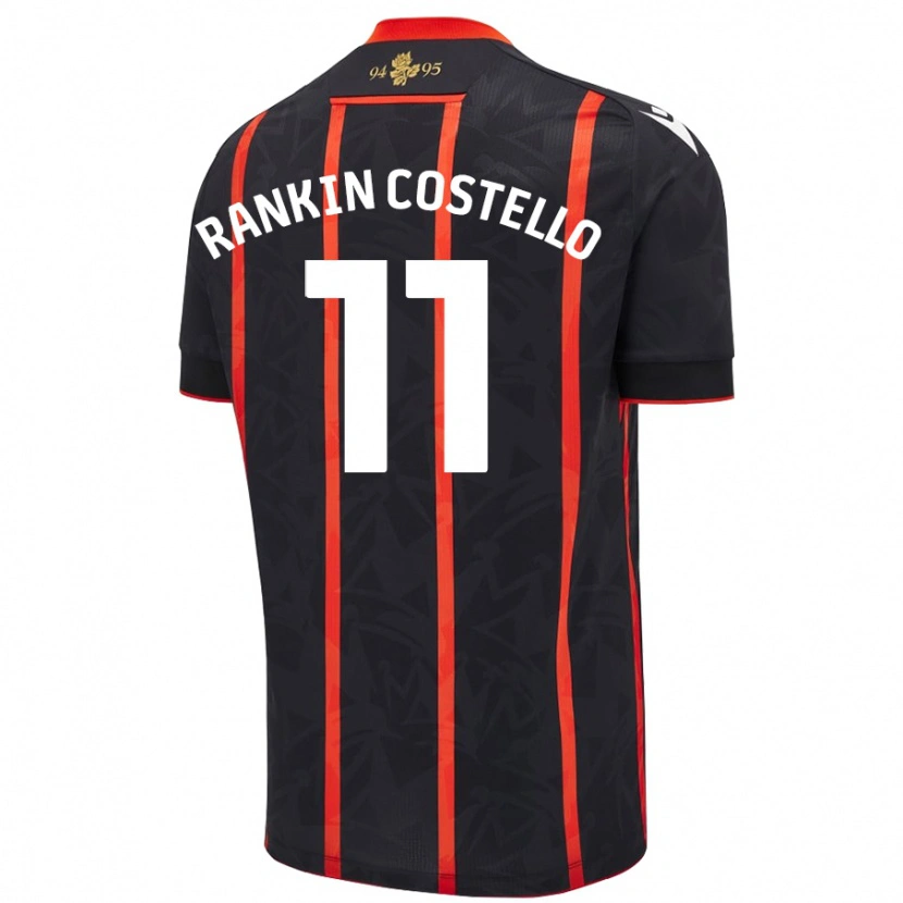 Danxen Mann Joe Rankin-Costello #11 Svart Rød Bortetrøye Drakt Trøye 2024/25 Skjorter T-Skjorte