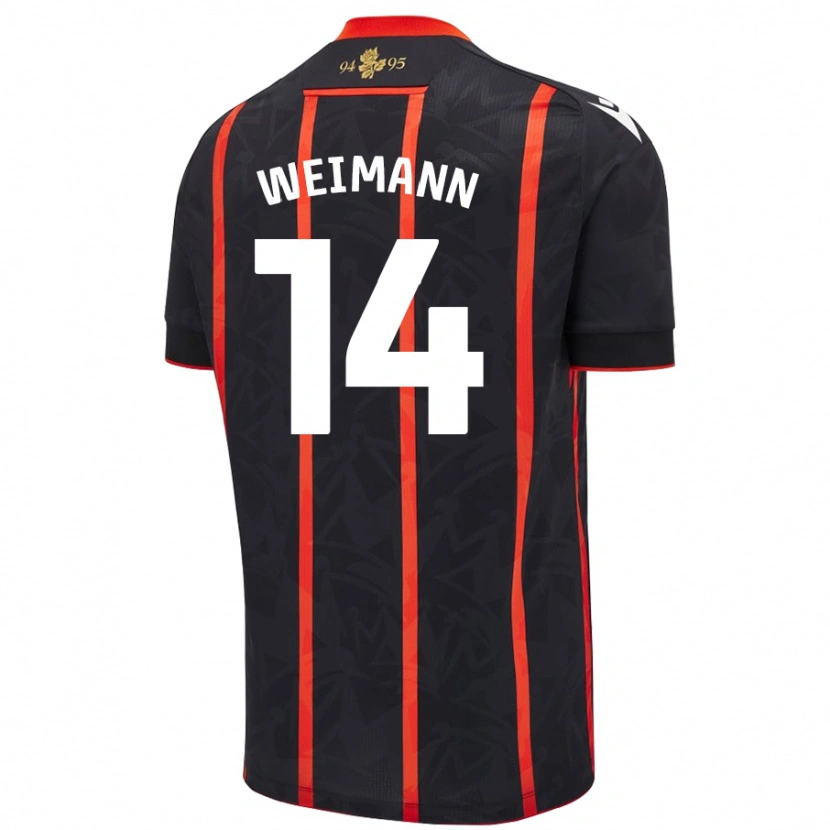 Danxen Mann Andreas Weimann #14 Svart Rød Bortetrøye Drakt Trøye 2024/25 Skjorter T-Skjorte