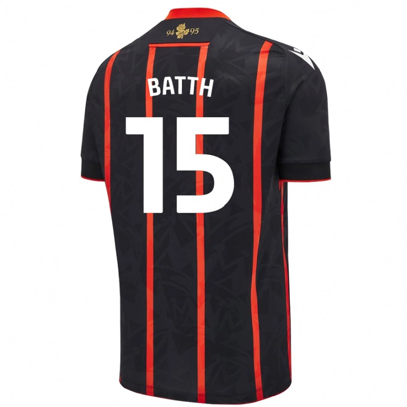 Danxen Mann Danny Batth #15 Svart Rød Bortetrøye Drakt Trøye 2024/25 Skjorter T-Skjorte