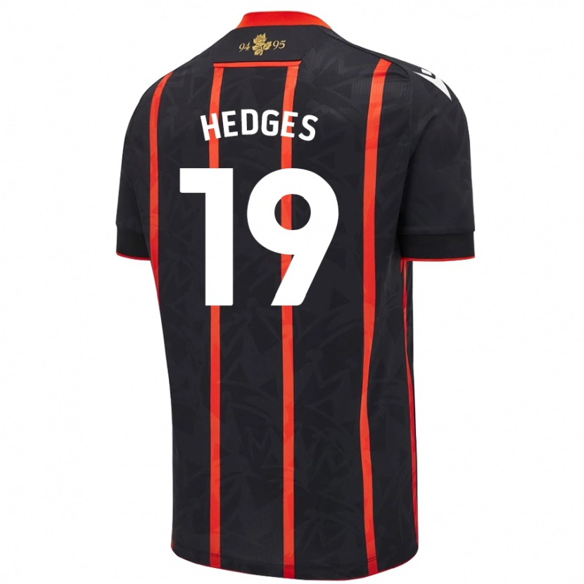 Danxen Mann Ryan Hedges #19 Svart Rød Bortetrøye Drakt Trøye 2024/25 Skjorter T-Skjorte