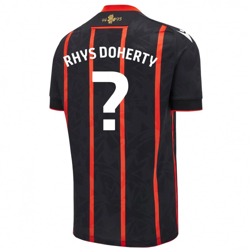 Danxen Mann Rhys Doherty #0 Svart Rød Bortetrøye Drakt Trøye 2024/25 Skjorter T-Skjorte