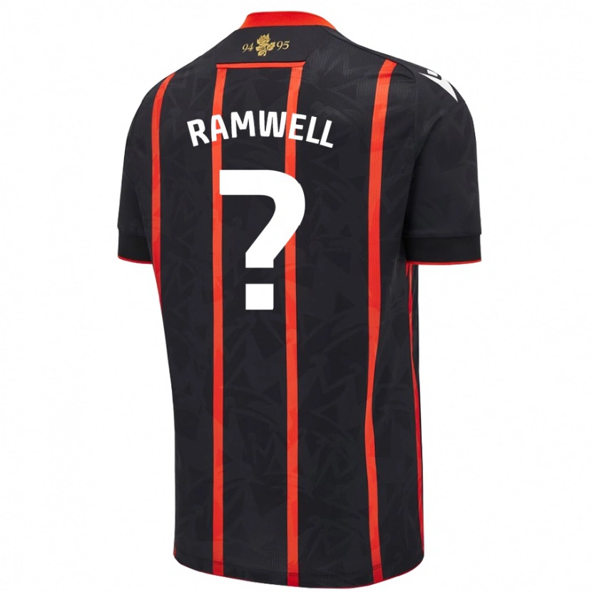 Danxen Mann Teddy Ramwell #0 Svart Rød Bortetrøye Drakt Trøye 2024/25 Skjorter T-Skjorte