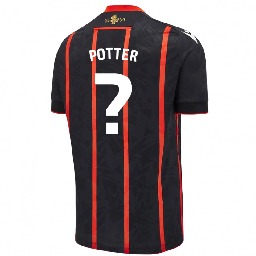 Danxen Mann Aaron Potter #0 Svart Rød Bortetrøye Drakt Trøye 2024/25 Skjorter T-Skjorte