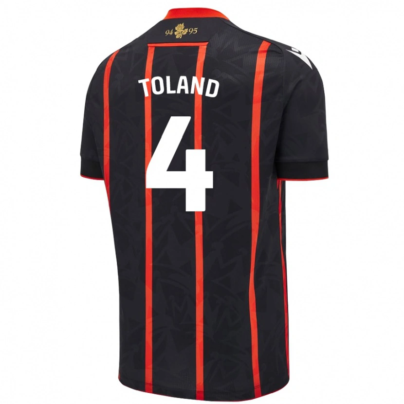 Danxen Mann Tyler Toland #4 Svart Rød Bortetrøye Drakt Trøye 2024/25 Skjorter T-Skjorte